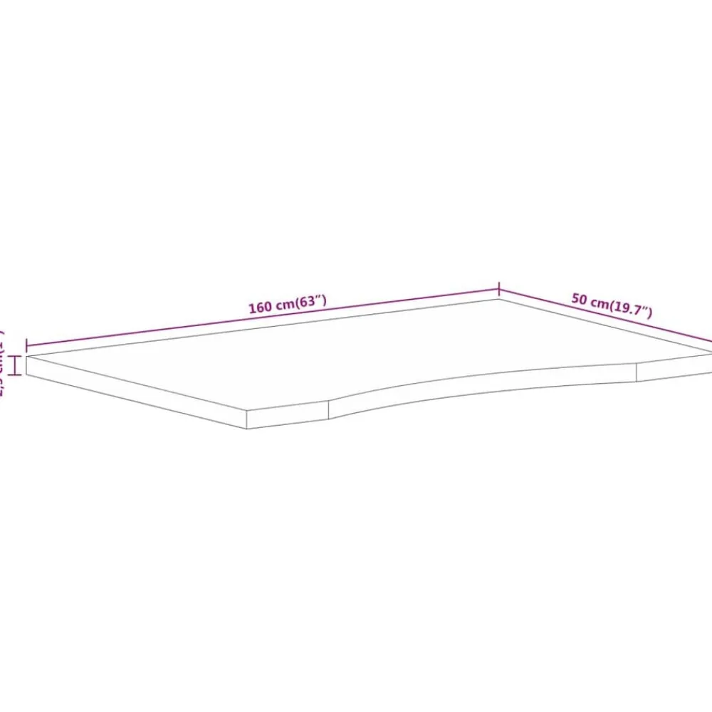vidaXL Accesorios Para Mesas-Tablero escritorio con curva madera mango rugosa 160x50x2,5 cm