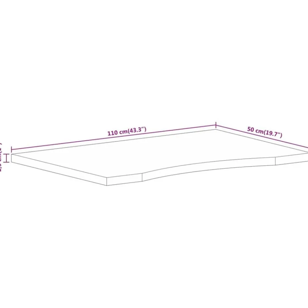 vidaXL Accesorios Para Mesas-Tablero escritorio con curva madera mango rugosa 110x50x2,5 cm