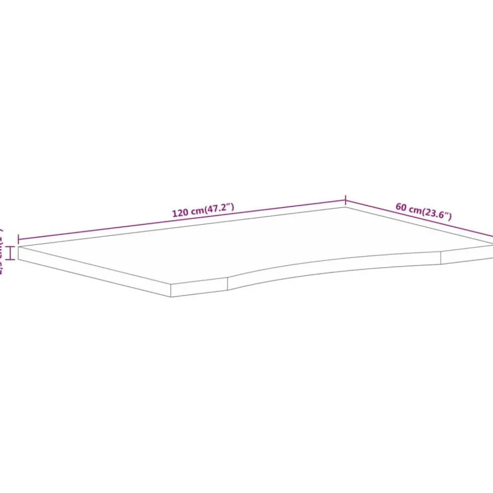 vidaXL Accesorios Para Mesas-Tablero escritorio con curva madera mango rugosa 120x60x2,5 cm