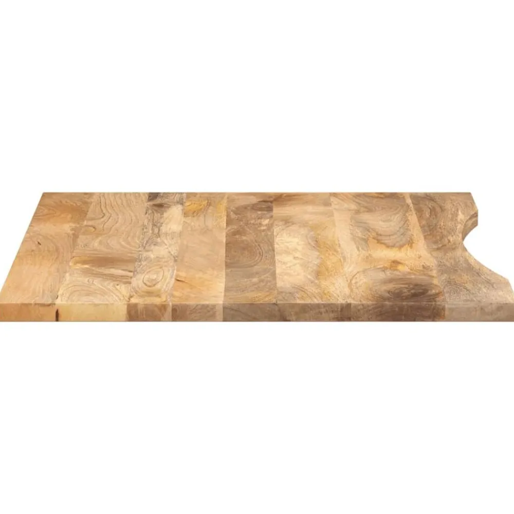 vidaXL Tablero escritorio con curva madera mango rugosa 110x80x2,5 cm