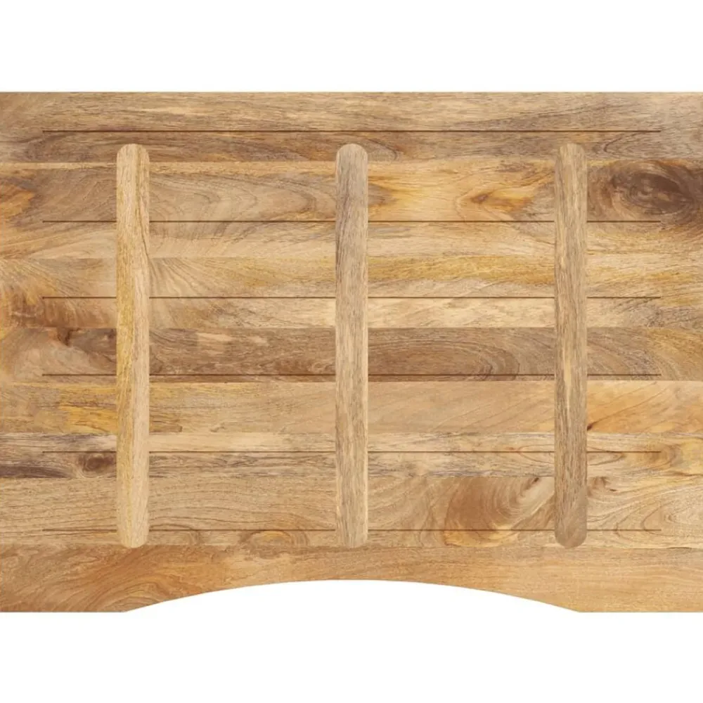 vidaXL Tablero escritorio con curva madera mango rugosa 110x80x2,5 cm