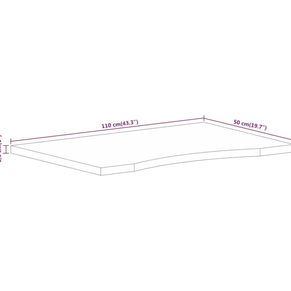vidaXL Accesorios Para Mesas-Tablero escritorio con curva madera mango rugosa 110x50x2,5 cm