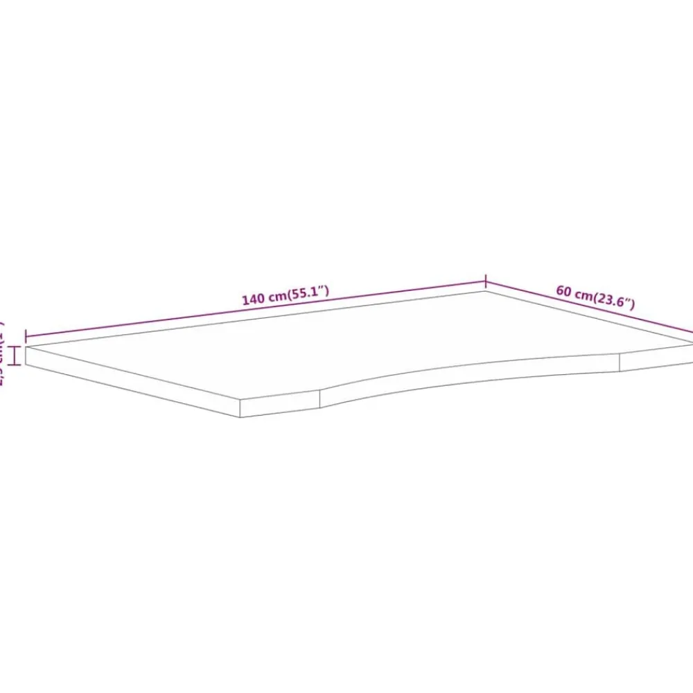 vidaXL Accesorios Para Mesas-Tablero escritorio con curva madera mango rugosa 140x60x2,5 cm