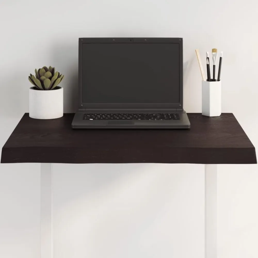 vidaXL Tablero mesa madera tratada borde vivo marrón 60x50x(2-4) cm Marrón oscuro New
