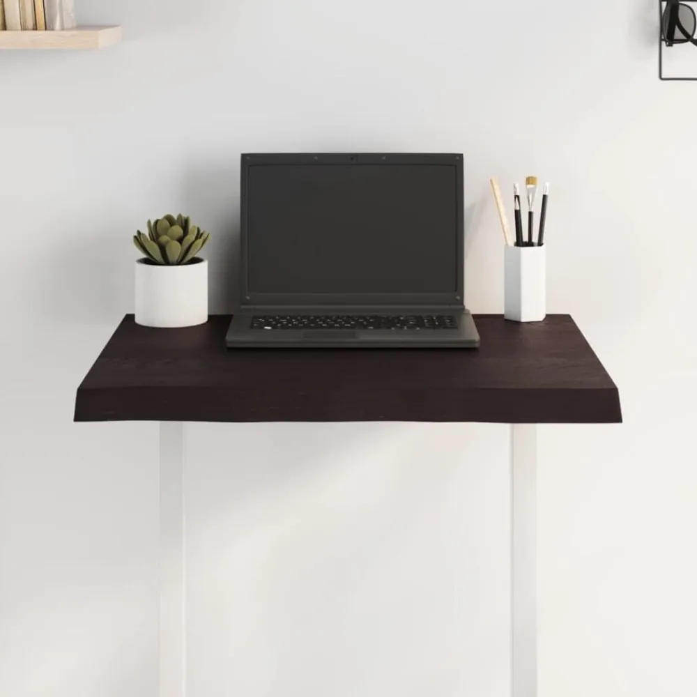 vidaXL Tablero mesa madera tratada borde vivo marrón 60x50x(2-4) cm Marrón oscuro New
