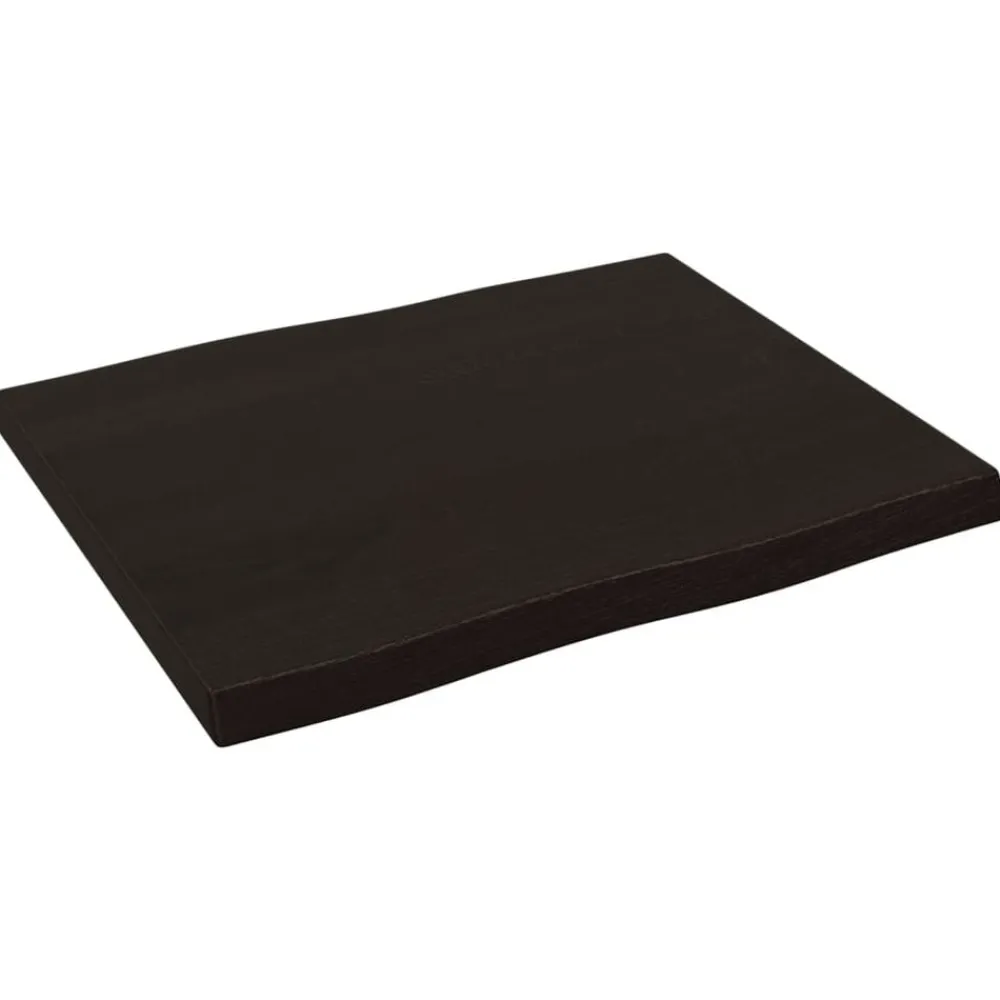 vidaXL Tablero mesa madera tratada borde vivo marrón 60x50x(2-4) cm Marrón oscuro New