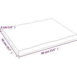 vidaXL Tablero mesa madera tratada borde vivo marrón 60x50x(2-4) cm Marrón oscuro New