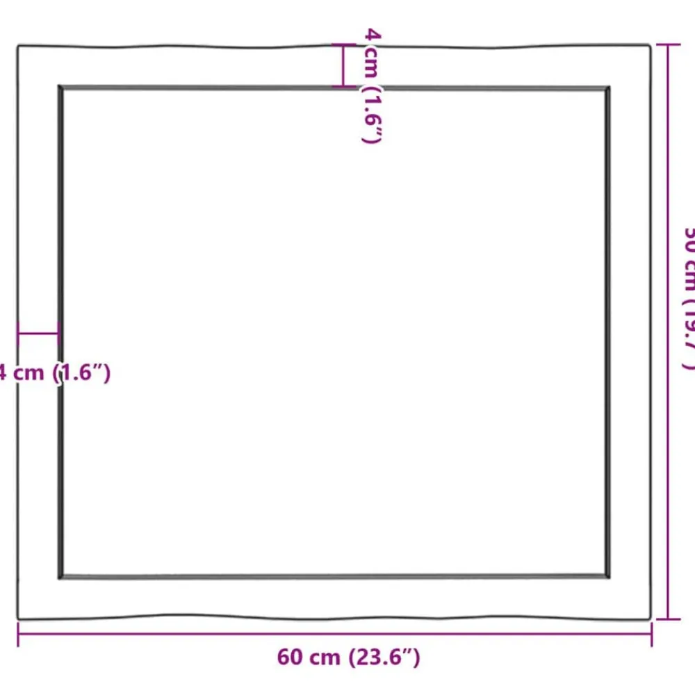 vidaXL Tablero mesa madera tratada borde vivo marrón 60x50x(2-4) cm Marrón oscuro New