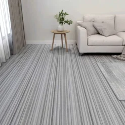 vidaXL Tableros de Suelo 55 pcs Gris Claro 5,11 m² PVC Rayas