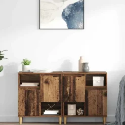 vidaXL Tableros Lateral 2 pcs 60 x 35 x 70 cm Madera vieja Outlet