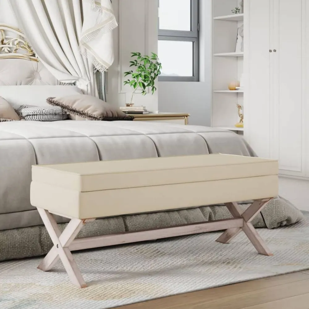 vidaXL Taburete con almacenaje lino 110x45x49 cm Beige