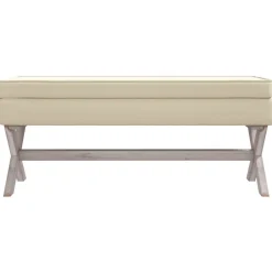 vidaXL Taburete con almacenaje lino 110x45x49 cm Beige