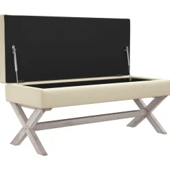 vidaXL Taburete con almacenaje lino 110x45x49 cm Beige