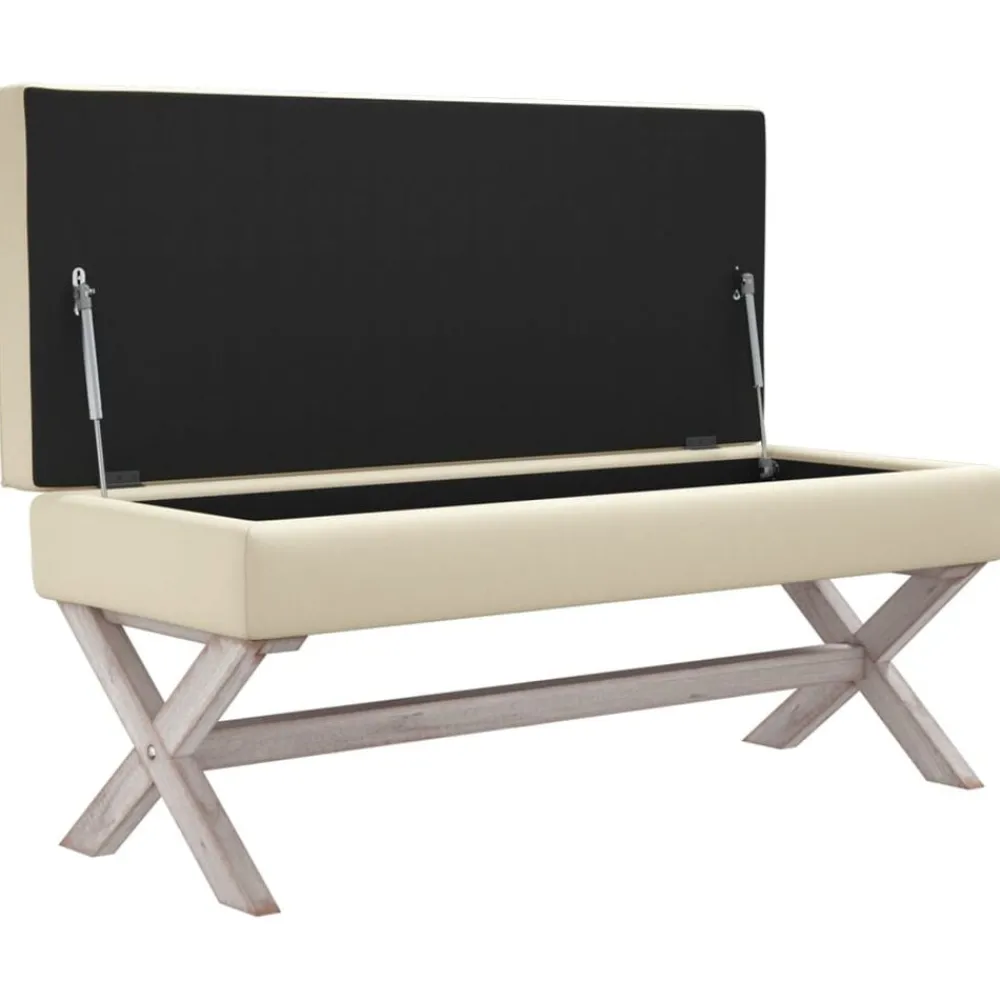 vidaXL Taburete con almacenaje lino 110x45x49 cm Beige