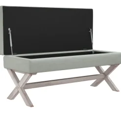 vidaXL Taburete con almacenaje terciopelo 110x45x49 cm Gris claro Sale