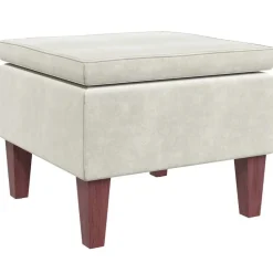 vidaXL Taburete con patas de madera terciopelo Crema Best