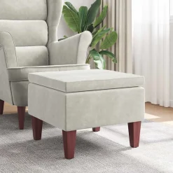 vidaXL Taburete con patas de madera terciopelo Crema Best