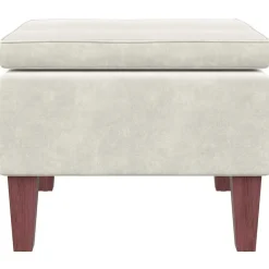 vidaXL Taburete con patas de madera terciopelo Crema Best