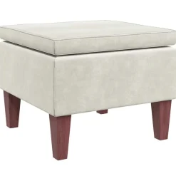 vidaXL Taburete con patas de madera terciopelo Crema Best