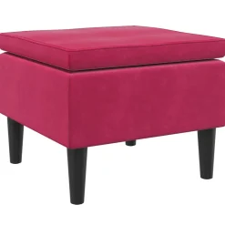 vidaXL Sillas-Taburete con patas de madera terciopelo rojo tinto
