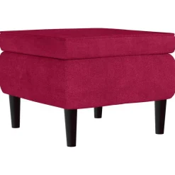 vidaXL Sillas-Taburete con patas de madera terciopelo rojo tinto