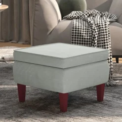 vidaXL Taburete con patas de madera terciopelo Gris claro Best