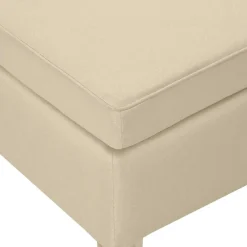 vidaXL Taburete con patas de madera tapizado tejido Crema Outlet