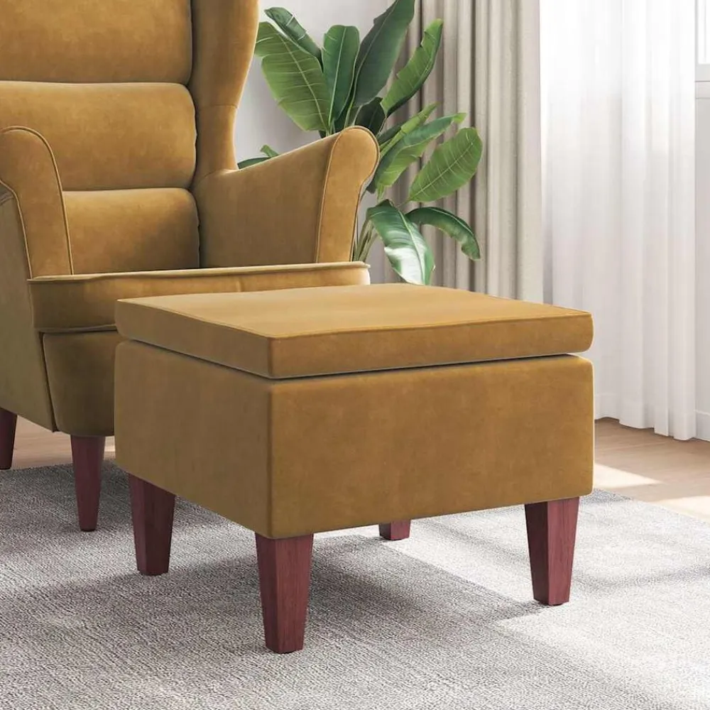 vidaXL Sillas-Taburete con patas de madera terciopelo marrón