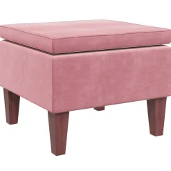 vidaXL Taburete con patas de madera terciopelo Rosa Best