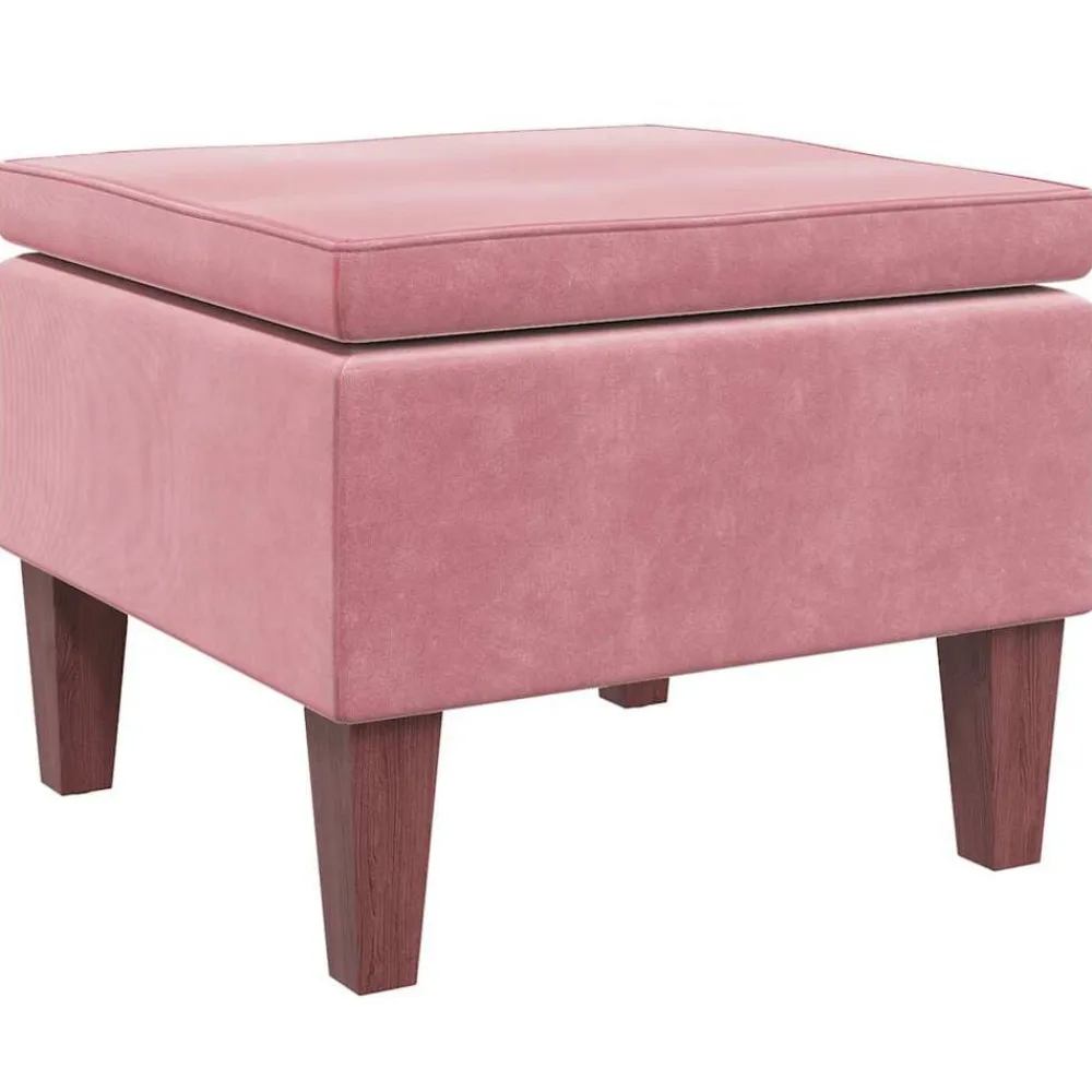vidaXL Taburete con patas de madera terciopelo Rosa Best