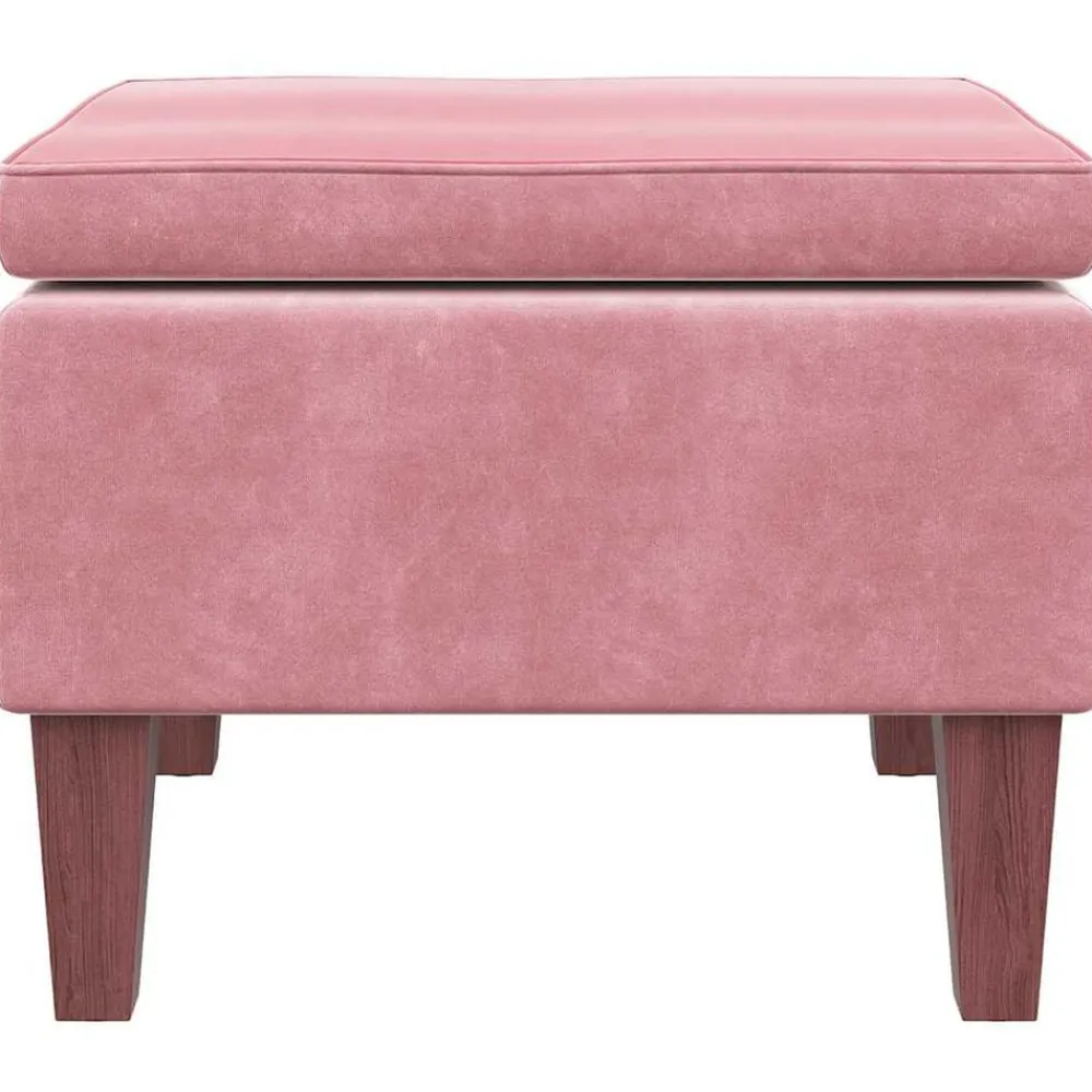 vidaXL Taburete con patas de madera terciopelo Rosa Best