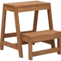 vidaXL Taburete con peldaños plegable madera maciza de abeto Outlet