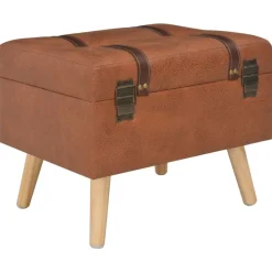 vidaXL Bancos-Taburete de almacenamiento 40 cm marrón tostado cuero sintético