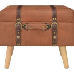 vidaXL Bancos-Taburete de almacenamiento 40 cm marrón tostado cuero sintético