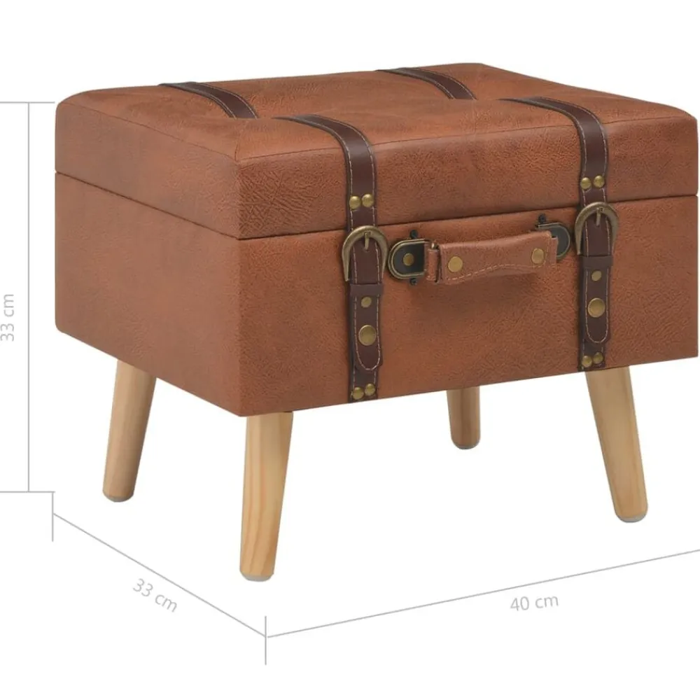 vidaXL Bancos-Taburete de almacenamiento 40 cm marrón tostado cuero sintético