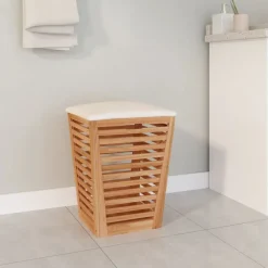 vidaXL Productos Del Hogar-Taburete de baño madera maciza de nogal 40,5x40,5x56 cm