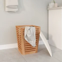 vidaXL Productos Del Hogar-Taburete de baño madera maciza de nogal 40,5x40,5x56 cm
