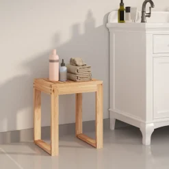vidaXL Taburete de baño madera maciza nogal 40x30x46 cm Outlet