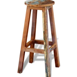 vidaXL Sillas-Taburete de bar madera maciza reciclada