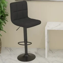 vidaXL Taburete de cocina de tela Negro Clearance