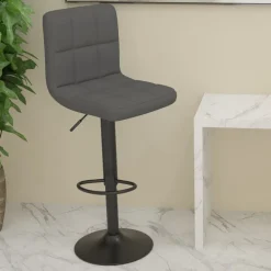 vidaXL Taburete de cocina de tela Gris oscuro Online