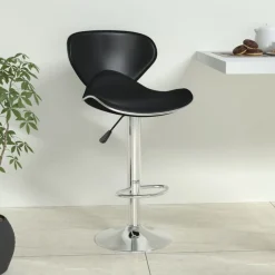 vidaXL Taburete de cocina de cuero sintético Negro Hot