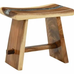 vidaXL Sillas-Taburete de ducha Natural 50 x 30 x 44 cm Madera Suar Sólida