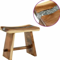 vidaXL Sillas-Taburete de ducha Natural 50 x 30 x 44 cm Madera Suar Sólida
