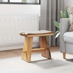vidaXL Sillas-Taburete de ducha Natural 50 x 30 x 44 cm Madera Suar Sólida