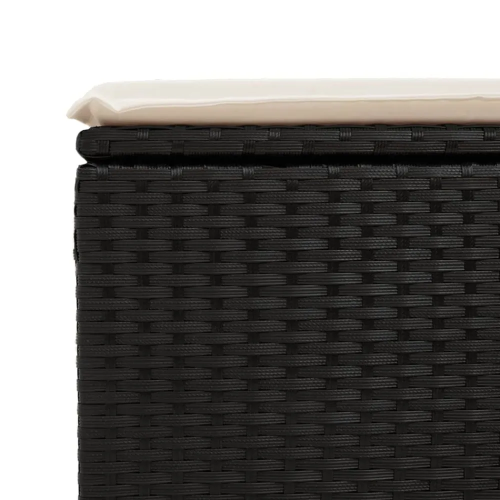 vidaXL Muebles De Jardín-Taburete de jardín de ratán sintético negro y cojín 55x55x37cm