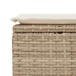 vidaXL Taburete de jardín con cojín ratán sintético beige 55x55x37cm beige y crema