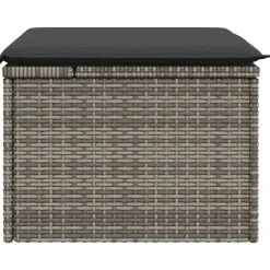 vidaXL Taburete de jardín con cojín ratán sintético 55x55x37cm Gris Outlet