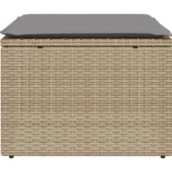 vidaXL Muebles De Jardín-Taburete de jardín con cojín ratán sintético beige 55x55x37cm
