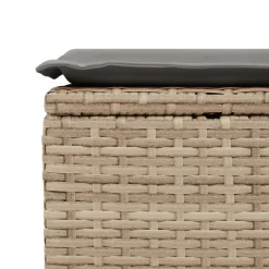 vidaXL Muebles De Jardín-Taburete de jardín con cojín ratán sintético beige 55x55x37cm